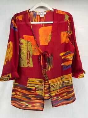KEMP collection women’s 12 sheer Y2K/90’s tie blouse